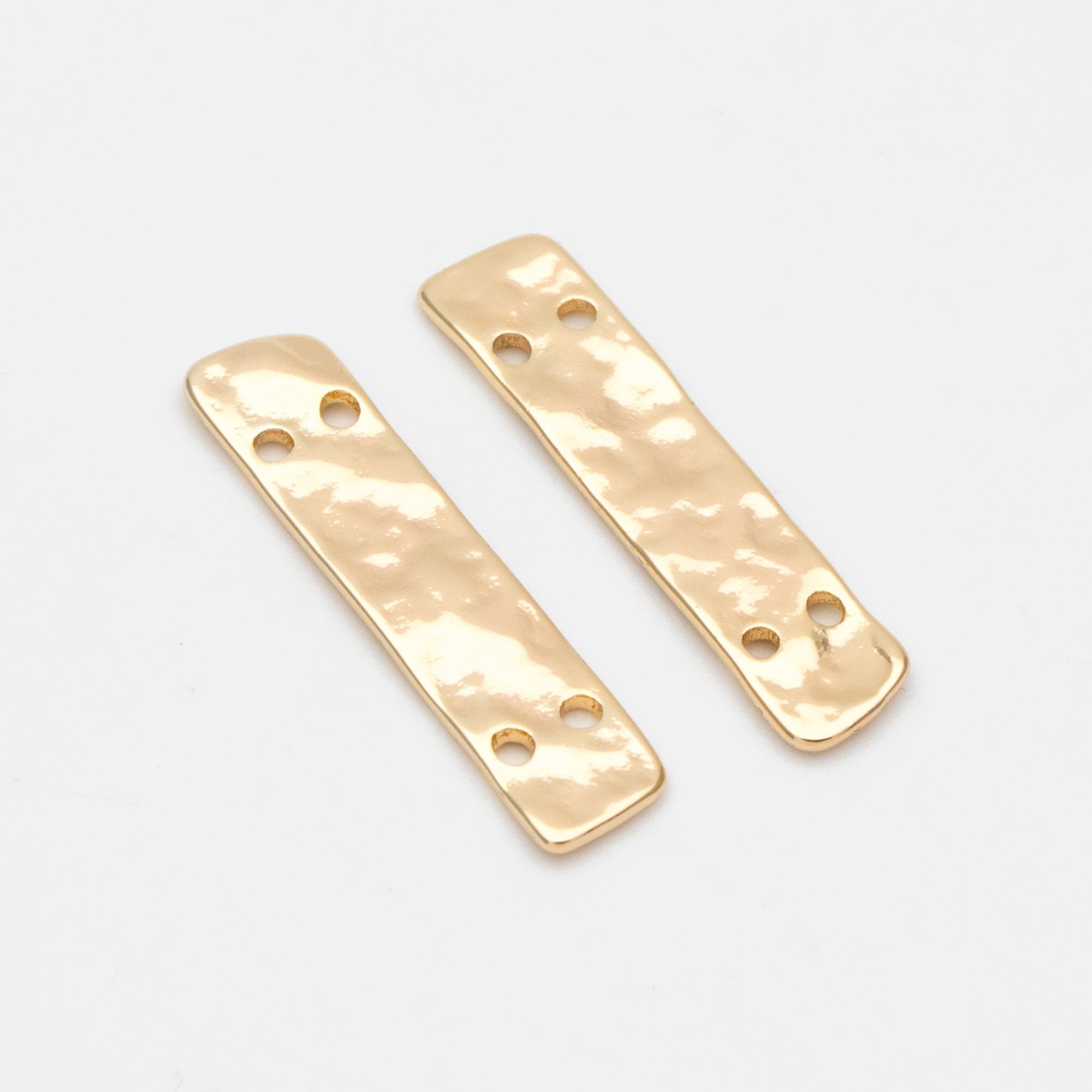 10pcs Gold Rectangle Connectors with 4 Holes, 18K Gold plated Brass, Bar Charms with Multi Holes (GB-1422-K)
